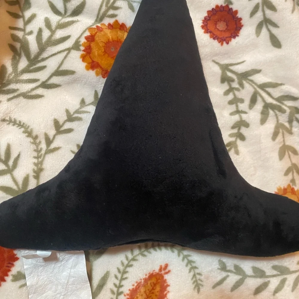 Black Witch Hat Halloween Pillow w/ Orange Band Seasonal Fall Decor-New Target